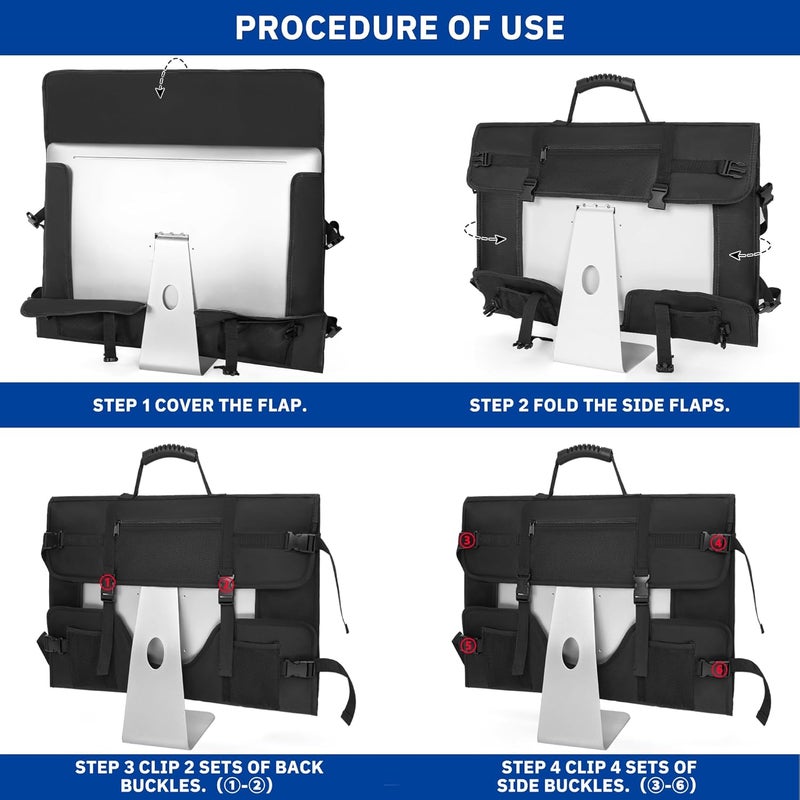 WELIDAY Monitor Carrying Case for 24" Monitors/LCD Screens, Compatible with iMac 21.5"/24", Protective Travel Carrying Bag with Padded Velvet and Carry Handle - Image 5